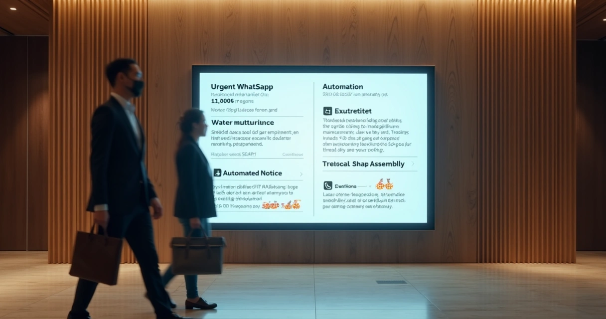 Central de avisos digitais mostrando mensagens de emergência em tela. 