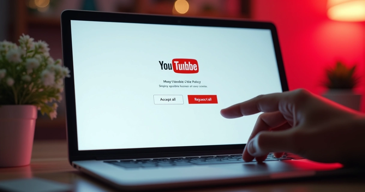 Aviso de política de cookies do YouTube na tela 