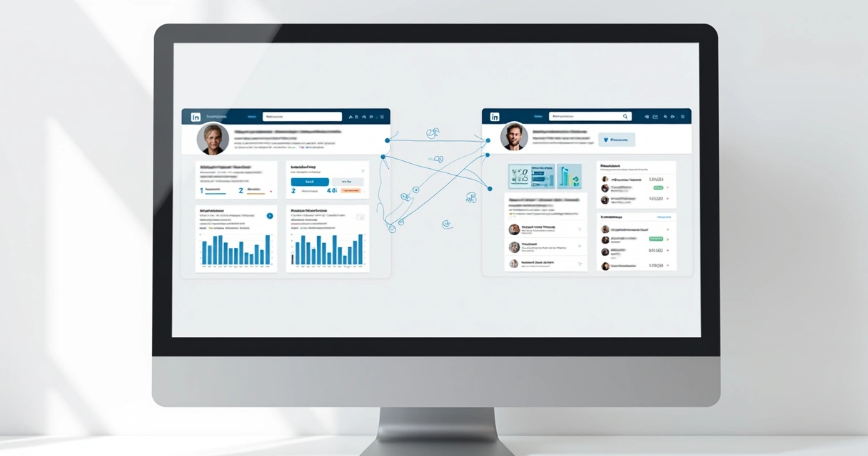 Conexão B2B no LinkedIn com perfil de empresa e dados.