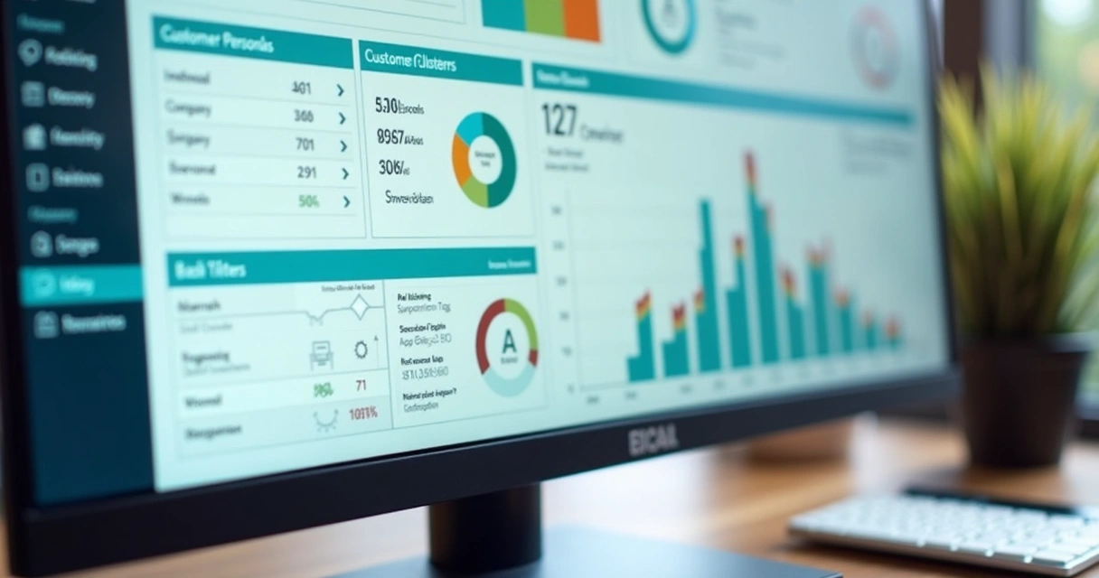 B2B market segmentation dashboard with customer personas and behavioral clusters