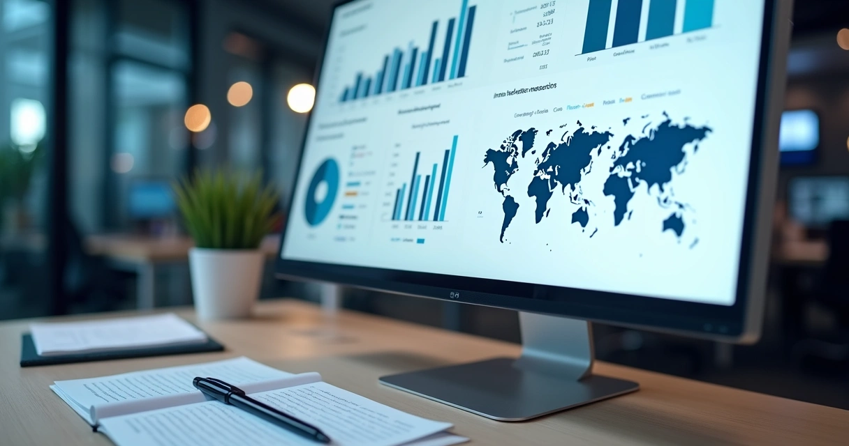 Research dashboard with charts and interview notes