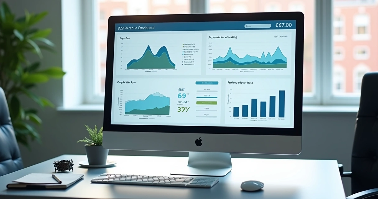 Revenue dashboard with pipeline and cash metrics 