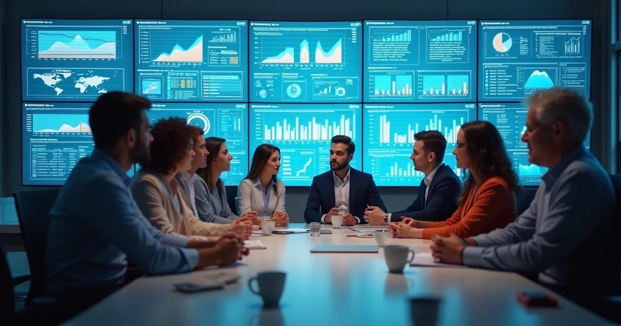 Equipe B2B analisando dados e estratégias de vendas 