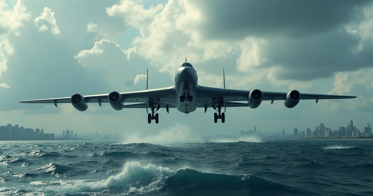 Bombardeiro B-52 americano voando perto da costa venezuelana 