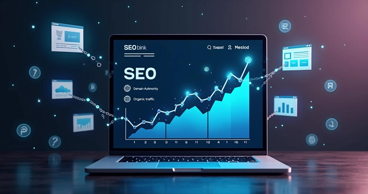 Conceito visual de backlinks conectando sites para fortalecer o SEO 