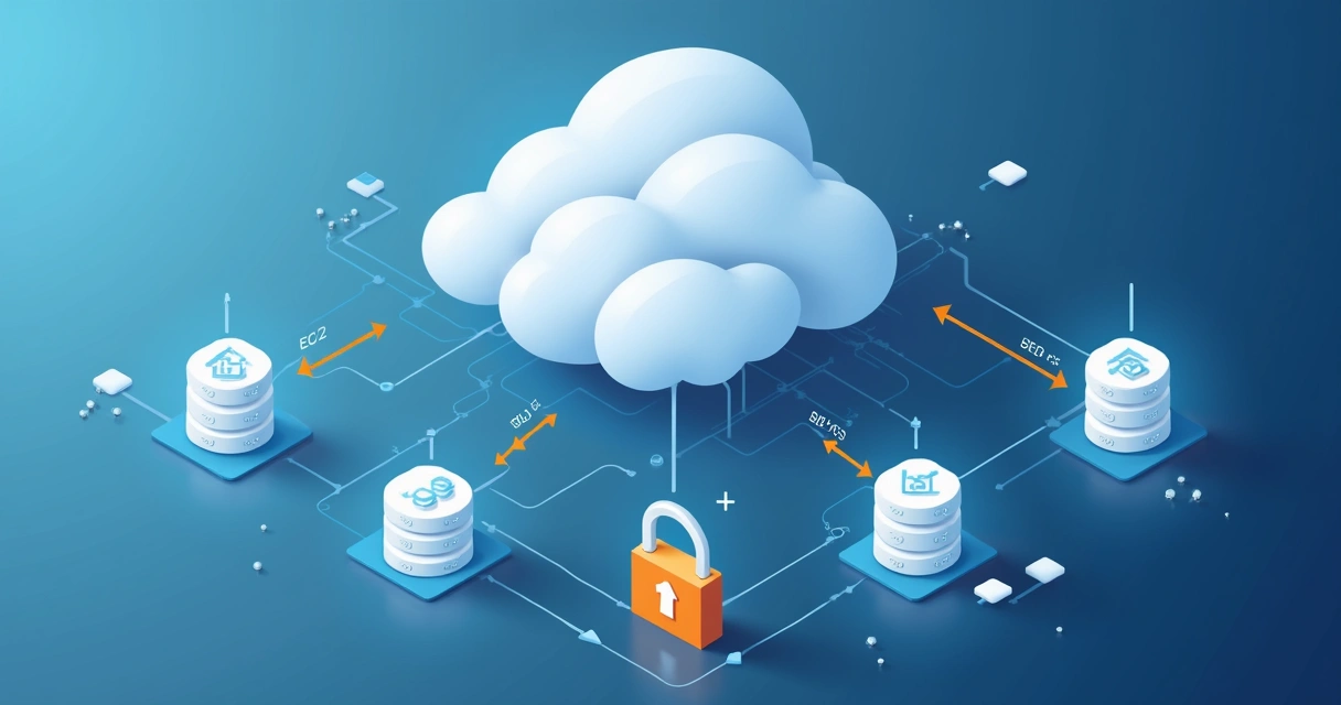 Diagrama mostrando fluxo automático de backup entre serviços AWS e armazenamento seguro