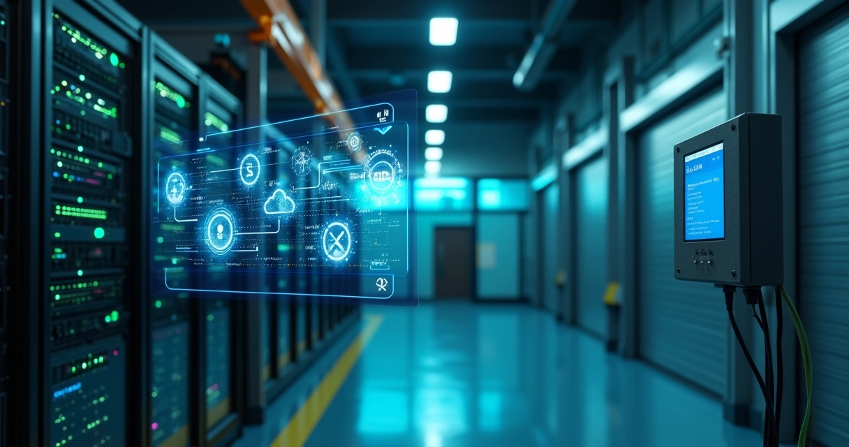 Servidor em nuvem fazendo backup de dados de central de porta automática 