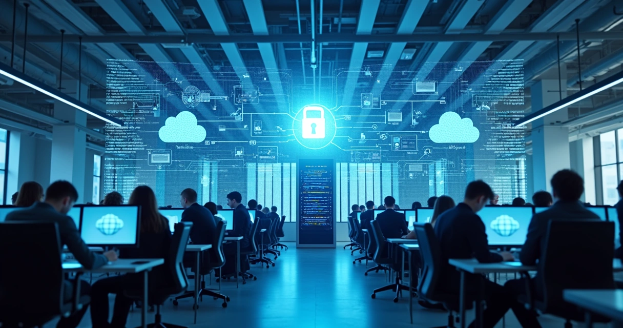 Painel mostrando backup híbrido em empresa com computadores e servidores 