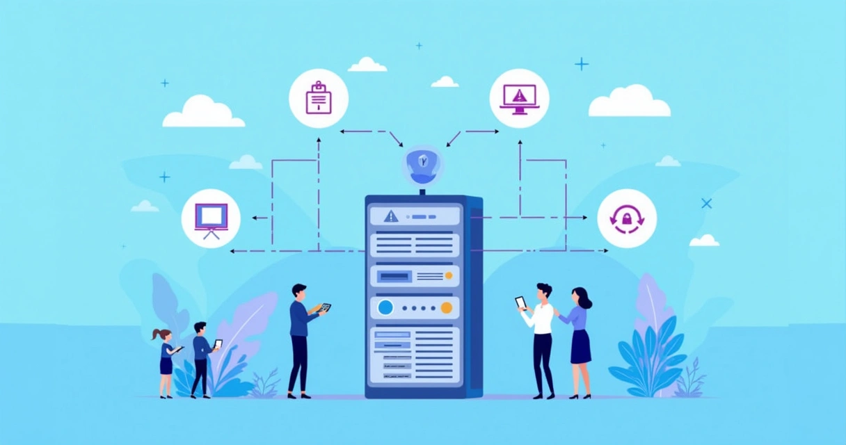 Ilustração de backup em nuvem para escritório de contabilidade 