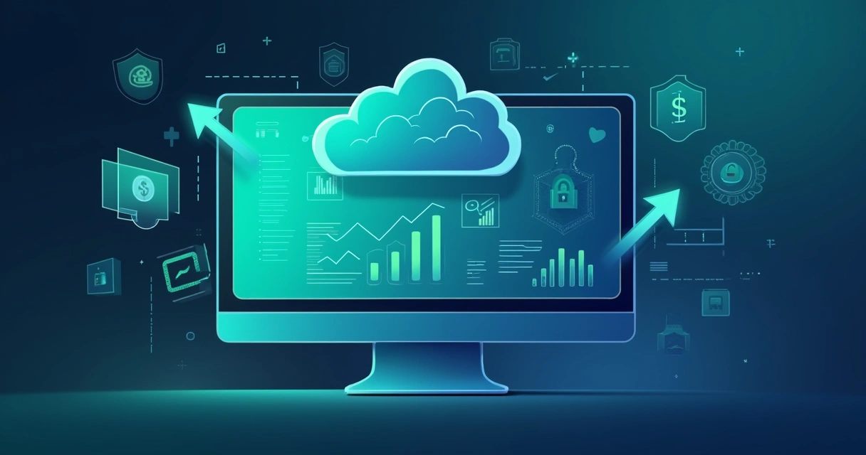 Tela de sistema financeiro exibindo backup automático em nuvem 