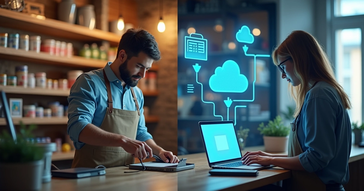 Esquema de backup com dispositivos locais e nuvem 