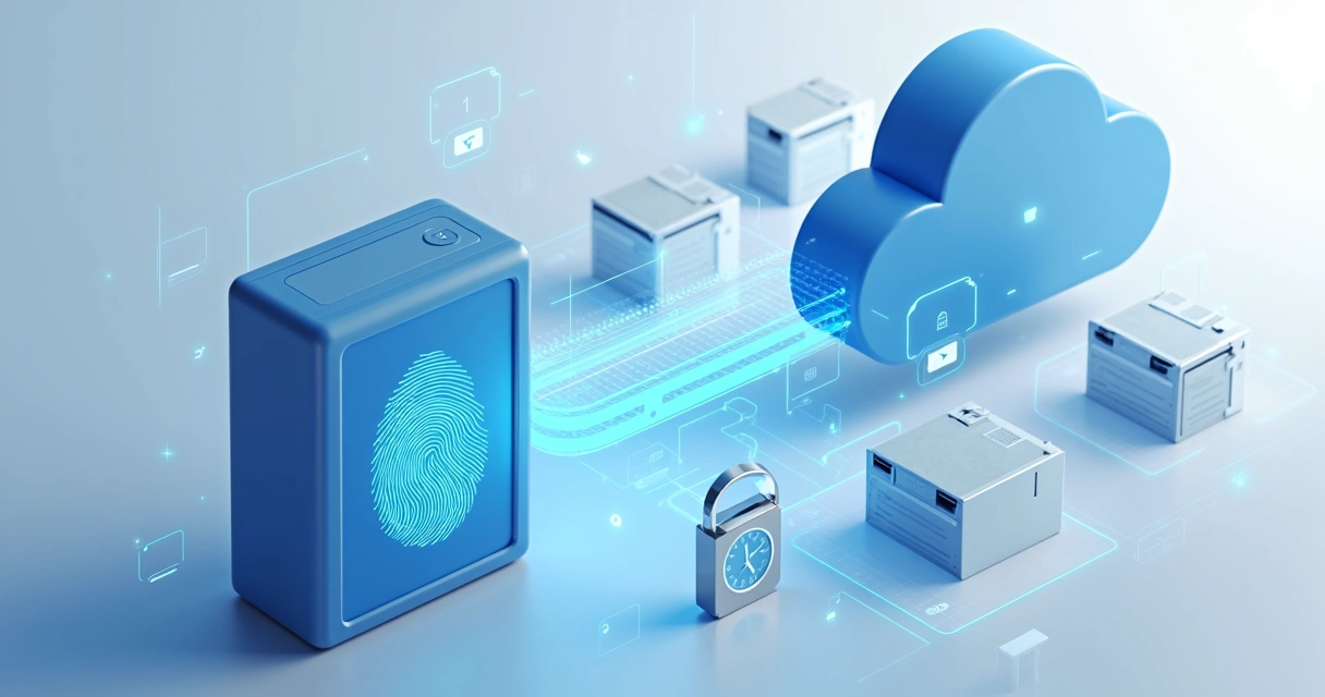 Ilustração de backup na nuvem com ícones de dados 