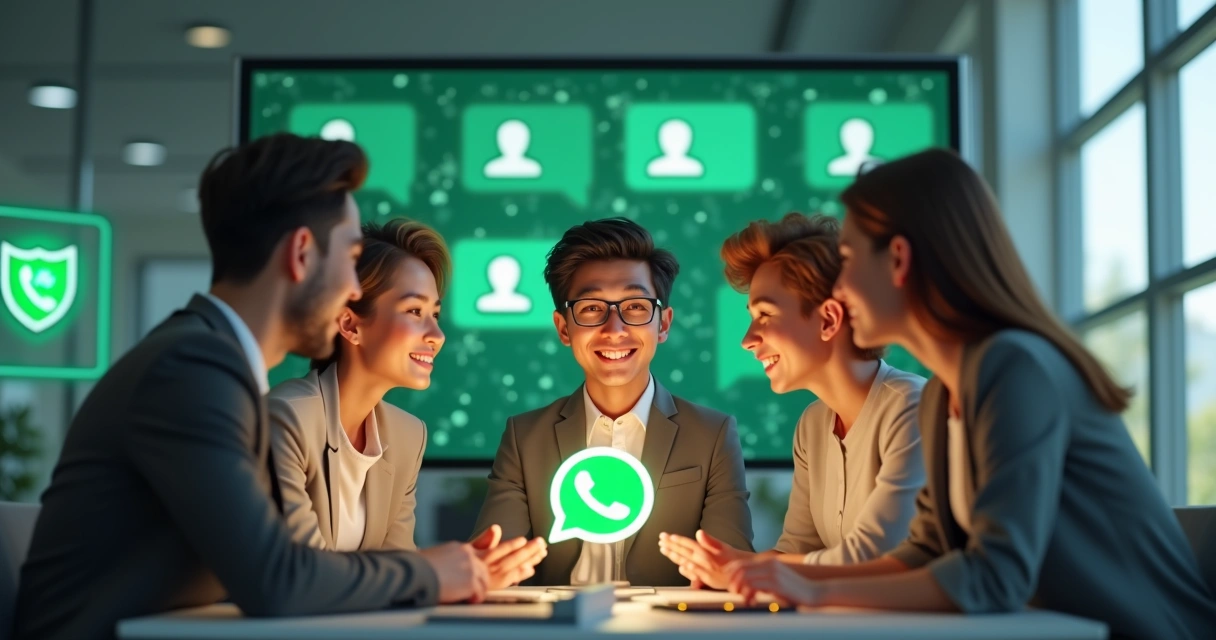 Image 4: Equipe de pequenas empresas sorrindo ao ver recuperação de contatos no computador