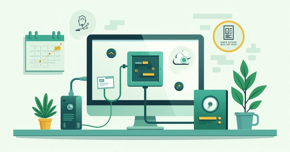Painel ilustrando processo de backup de dados de projeto 