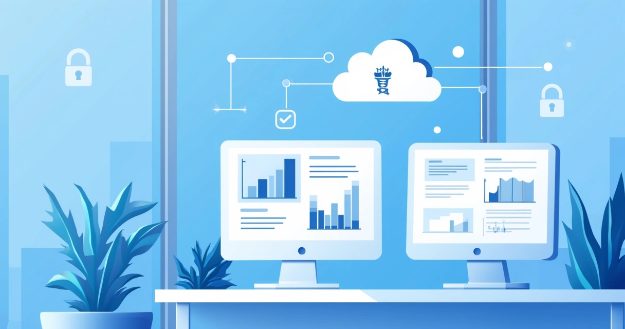 Representação de backup seguro de dados financeiros em escritório de contabilidade 