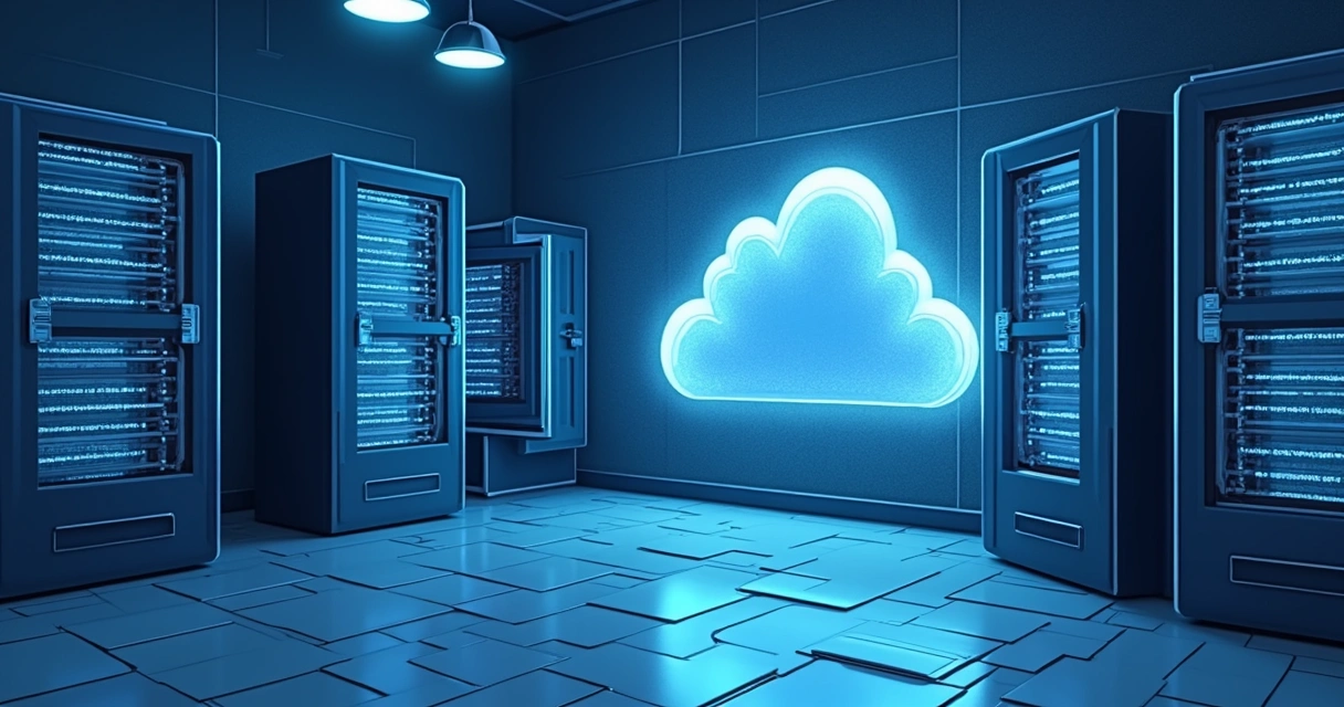 Representação de backup e segurança de dados em contabilidade, com cofres digitais, nuvem e arquivos 
