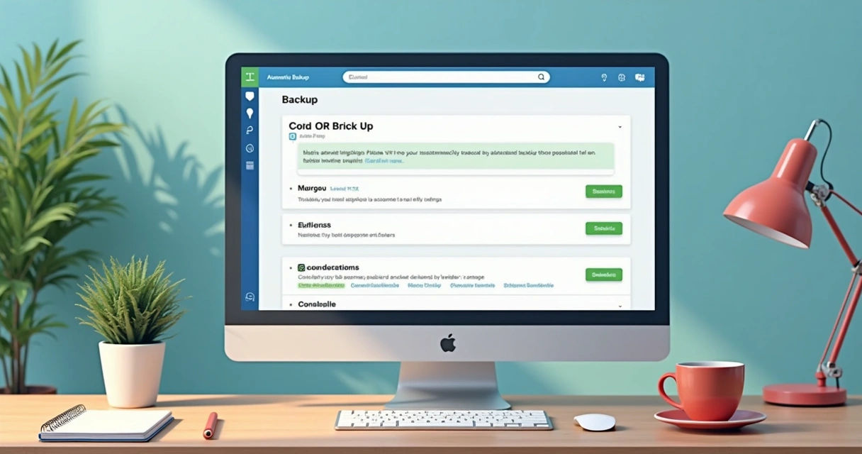 Painel de backup automático de site com botões de restauração 