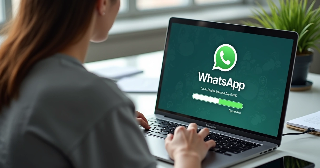 Pessoa fazendo backup de conversas do WhatsApp no computador 