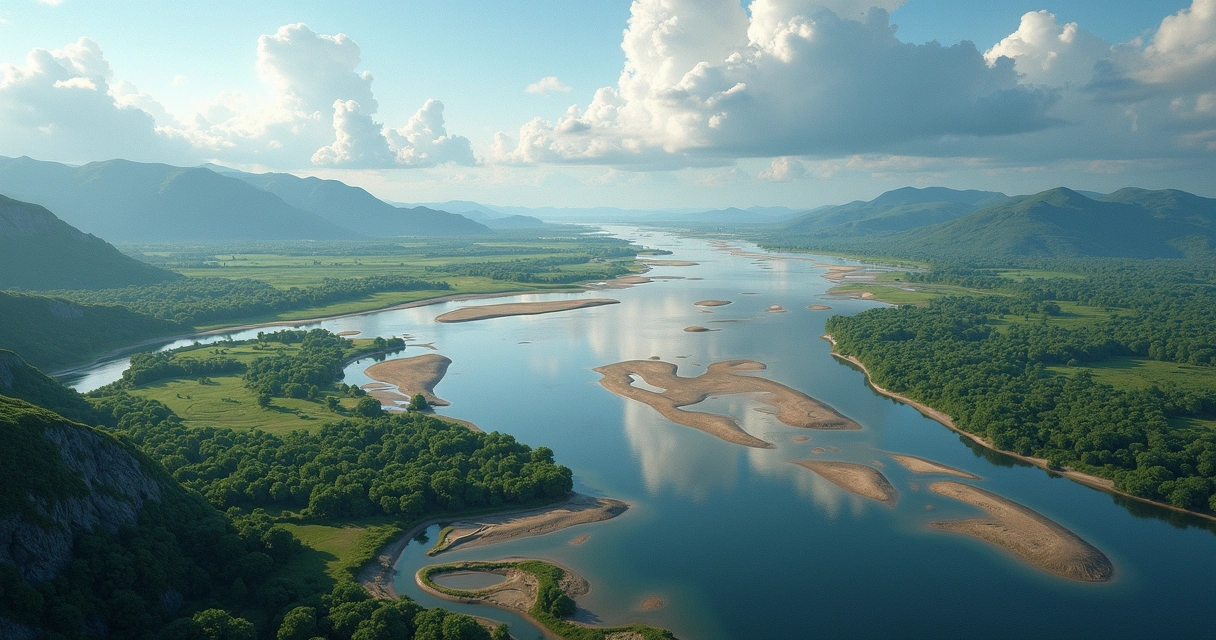 Transição entre rio e oceano formando backwaters 