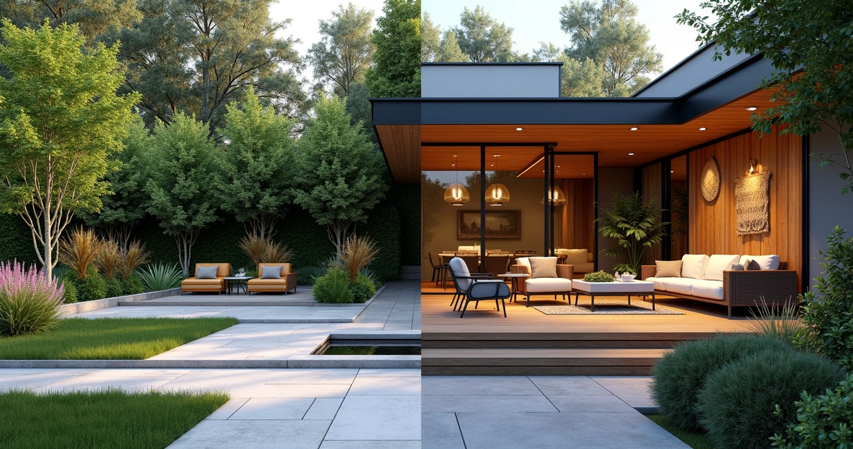 Comparison of DIY and pro 3D backyard designs side by side