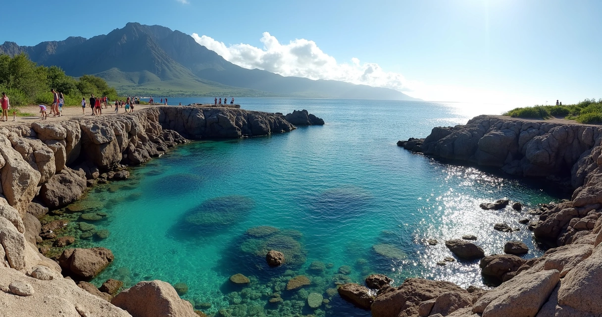 Vista panorâmica da Baía dos Porcos com Morro Dois Irmãos ao fundo 