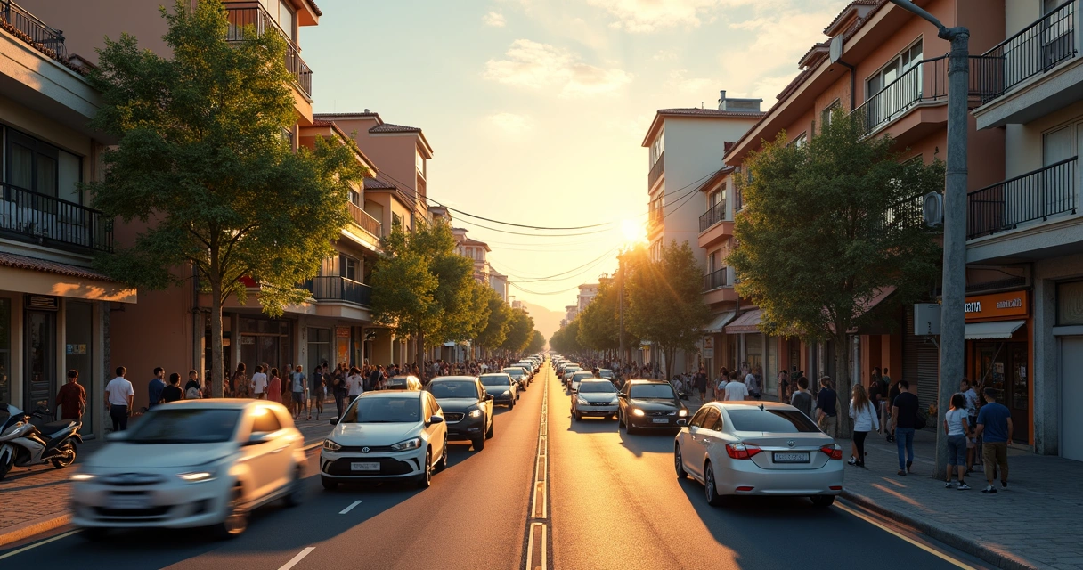 Rua com movimento de carros e pessoas em bairro de Campinas 