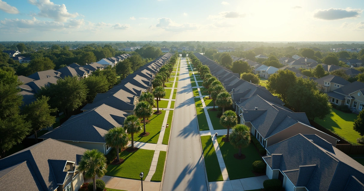 Bairro residencial em Orlando com casas típicas 