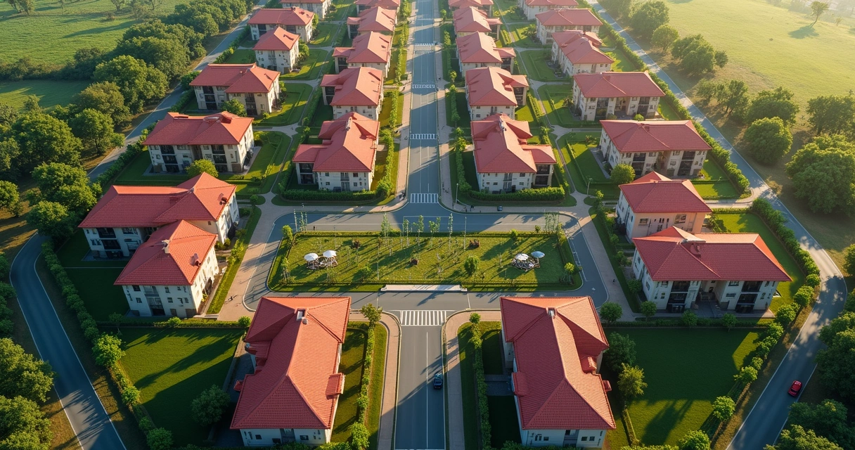 Bairro planejado de Paulínia visto de cima 