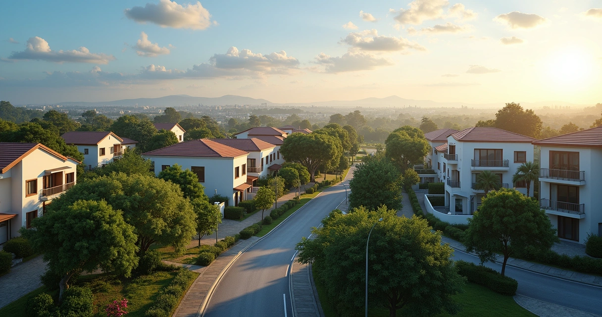 Vista aérea de bairro residencial valorizado em Campinas com casas modernas e áreas verdes 