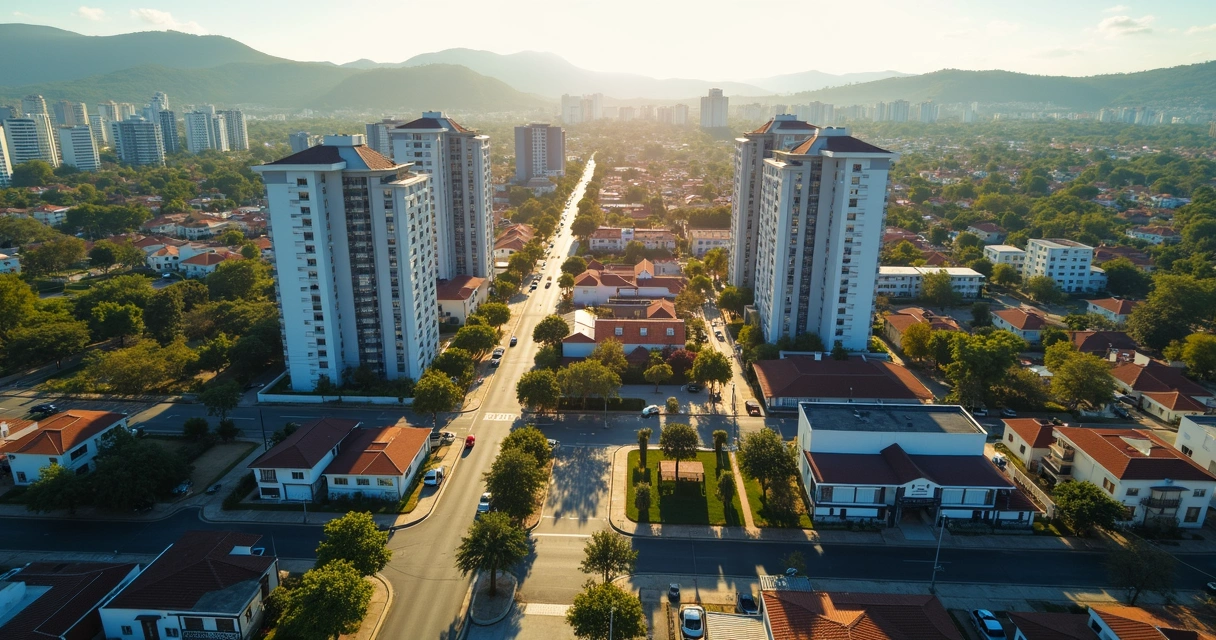 Vista aérea de bairro residencial valorizado em Contagem 