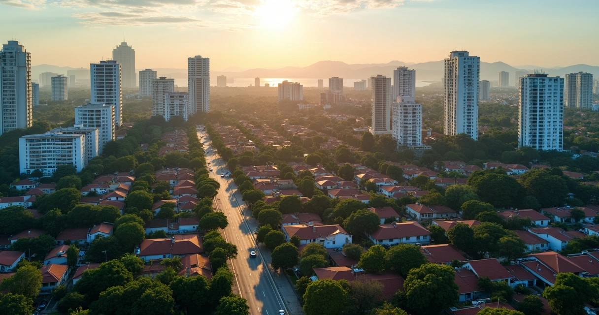 Vista aérea de bairros residenciais em Porto Alegre 