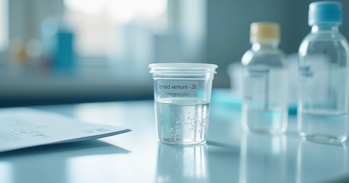 Sêmen em pequeno volume em recipiente de coleta