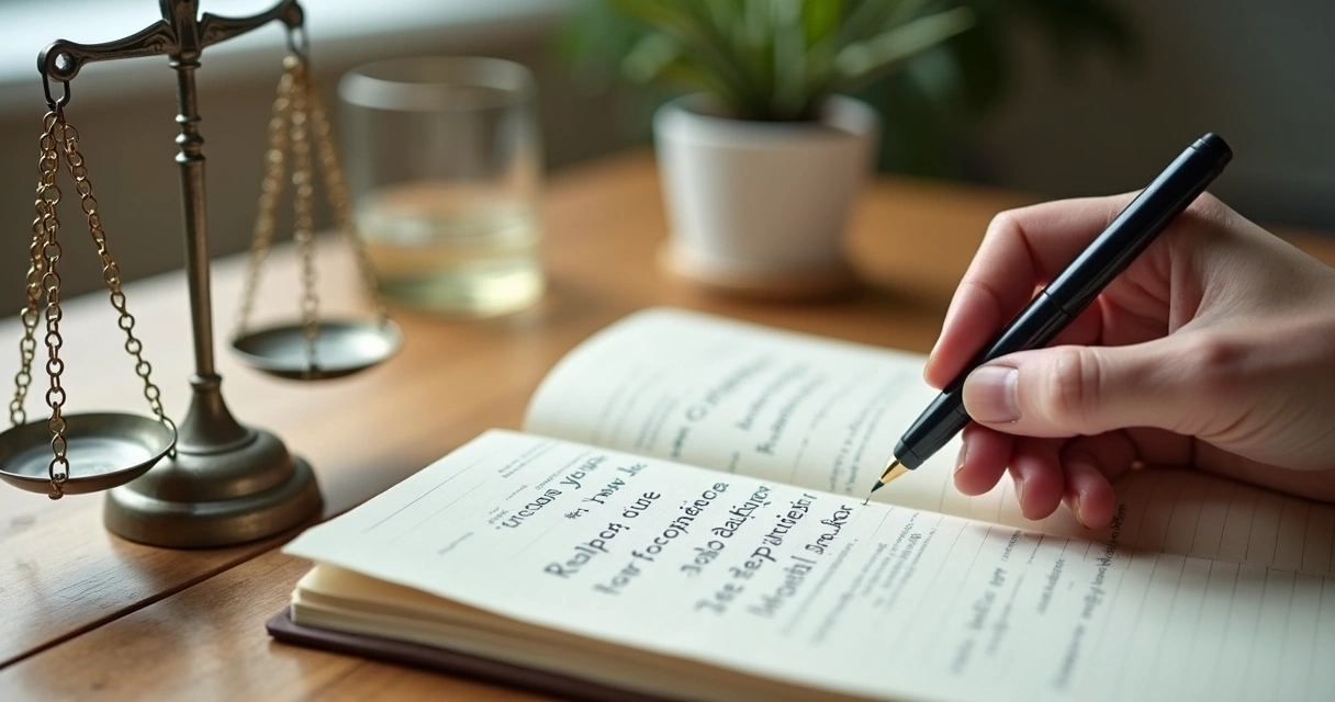 Balança ao lado de caderno com anotações 