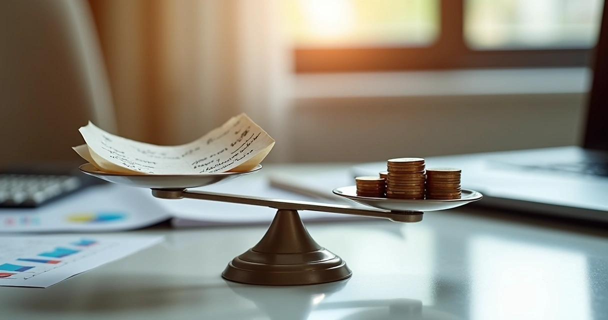 Balança simbólica entre emoções humanas e indicadores econômicos 