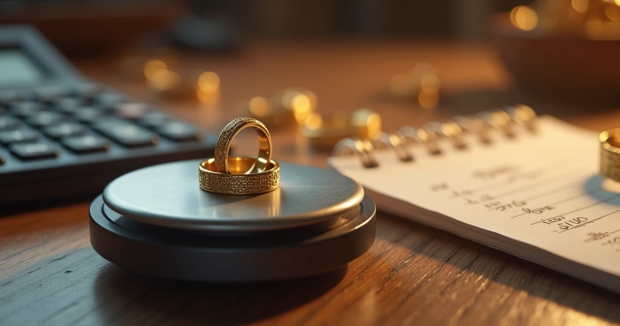 Joia de ouro sendo pesada em balança de precisão