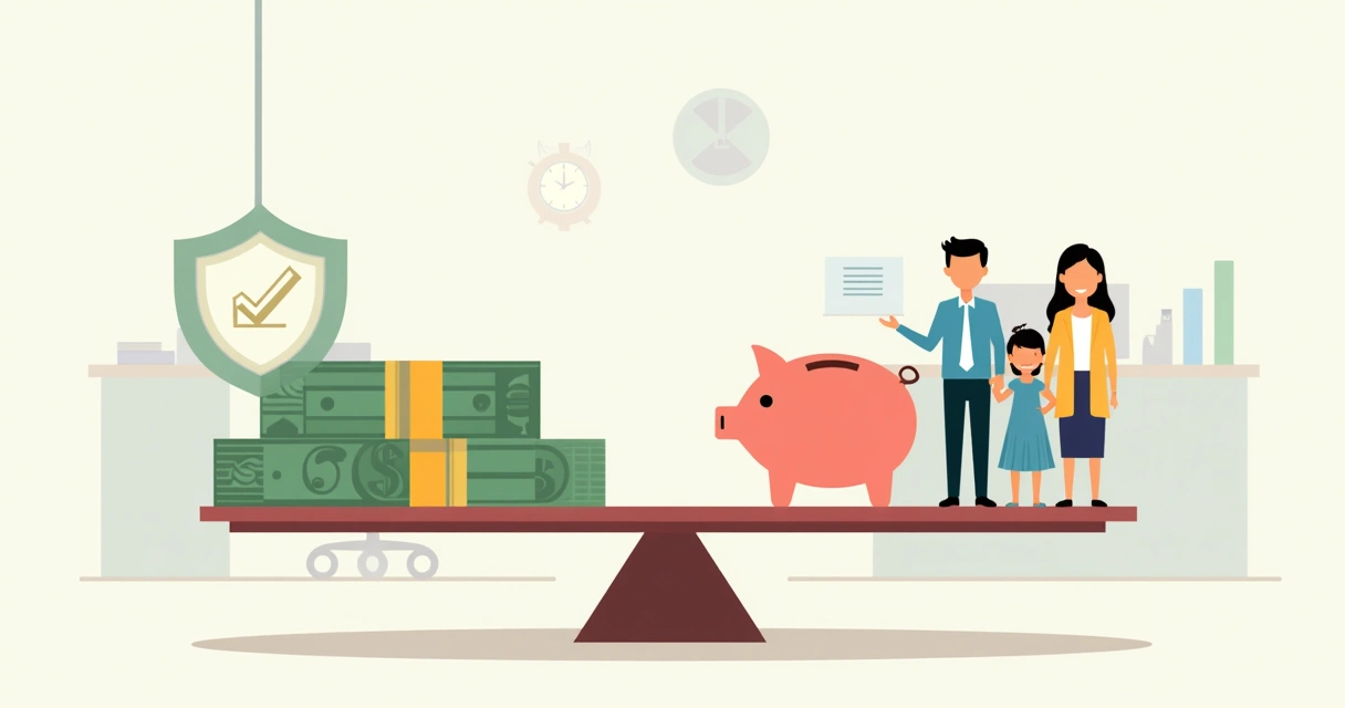 Balança simbolizando equilíbrio entre reserva de emergência e seguro 