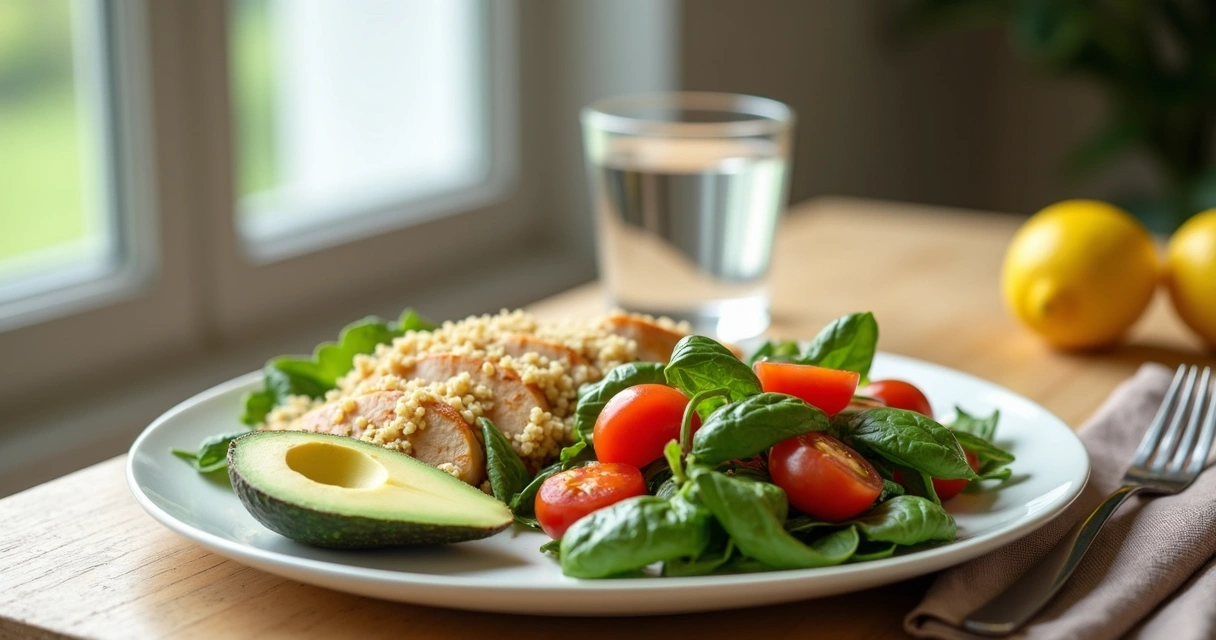 Balanced colorful meal on a table 
