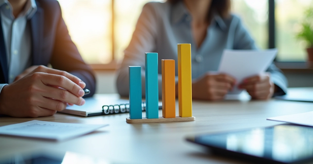 Gráfico de barras mostrando o equilíbrio entre crescimento da equipe e controle de custos 