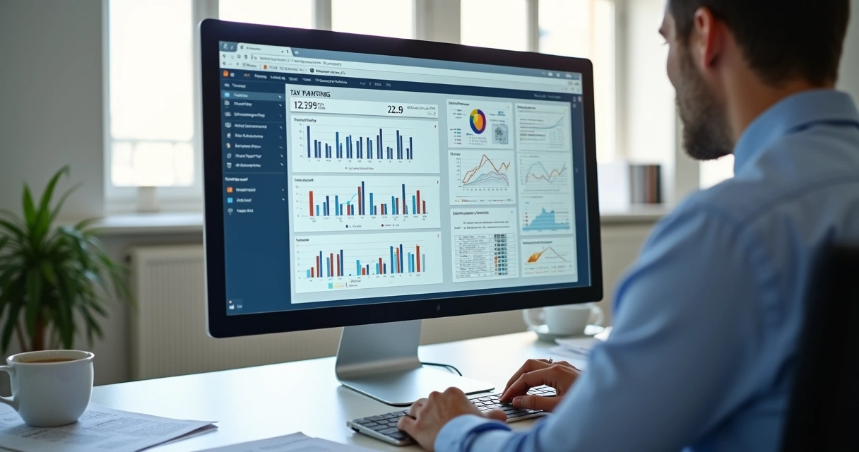 Planilhas de planejamento tributário em uma tela de computador