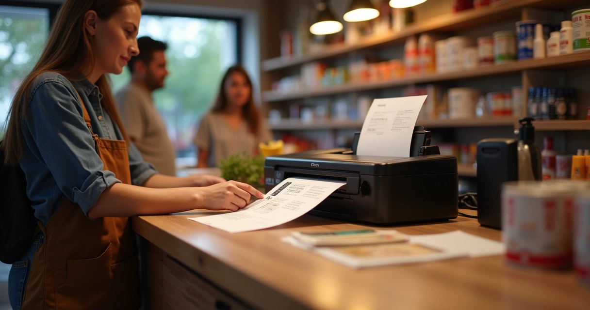 Funcionário imprime DANFE NFC-e em papel comum no caixa de uma loja