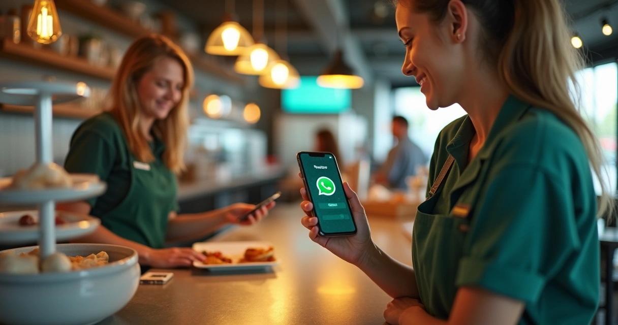 Pedido sendo feito pelo WhatsApp em uma lanchonete 