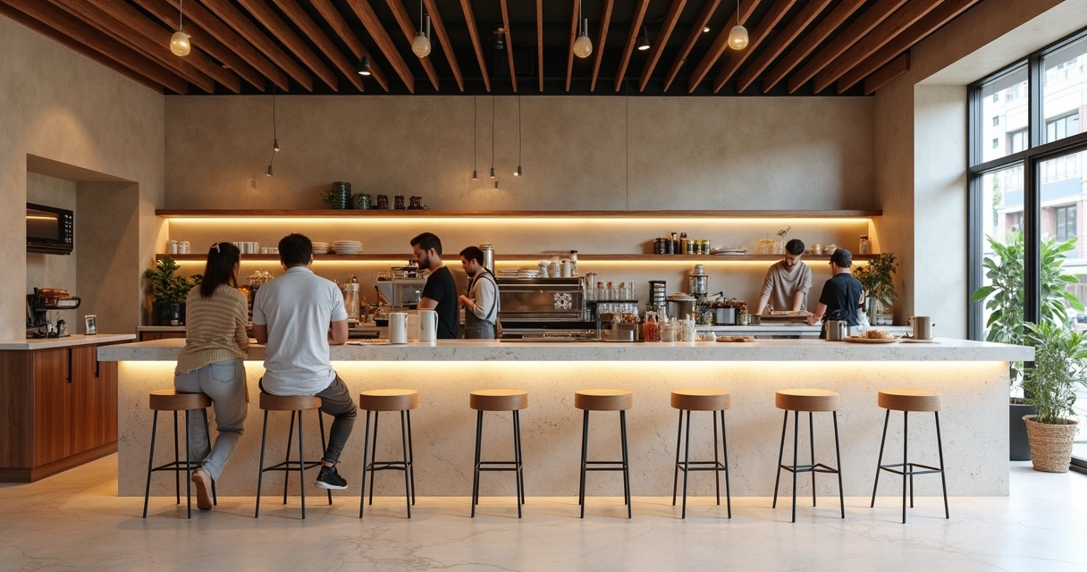 Bancada de granito branco Itaúnas em ambiente comercial 