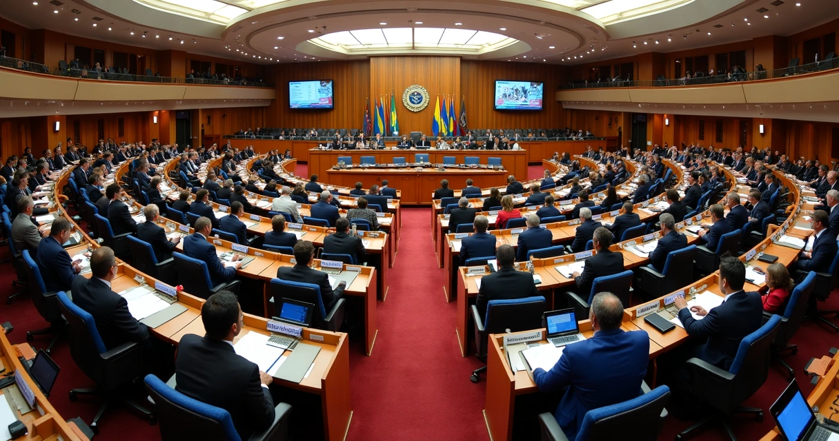 Sessão no plenário da Câmara dos Deputados, várias bancadas de diferentes partidos