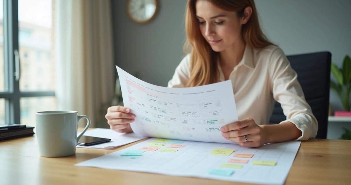 Funcionário sentado consultando calendário para planejar folga do banco de horas 