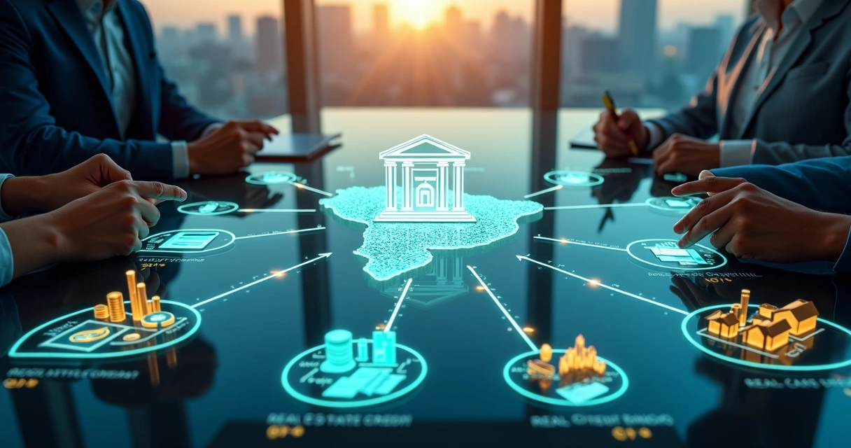Mapa conceitual de banco múltiplo integrando diferentes serviços financeiros 
