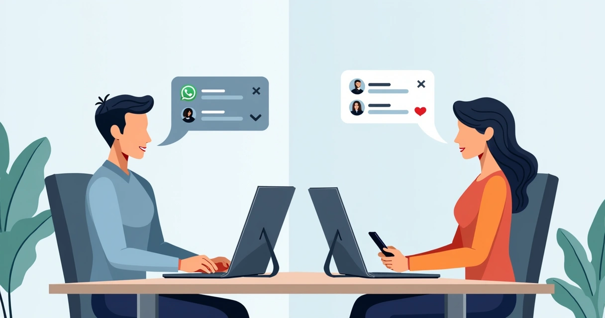 Equipe imobiliária digitando respostas rápidas em computador 