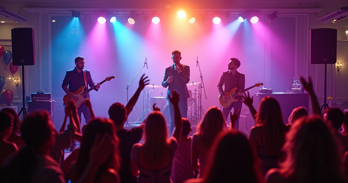 Banda ao vivo animando pista de dança em festa 
