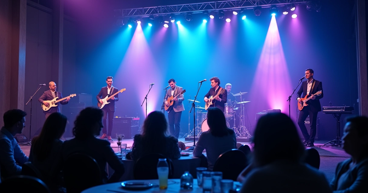 Grupo musical se apresentando em evento corporativo