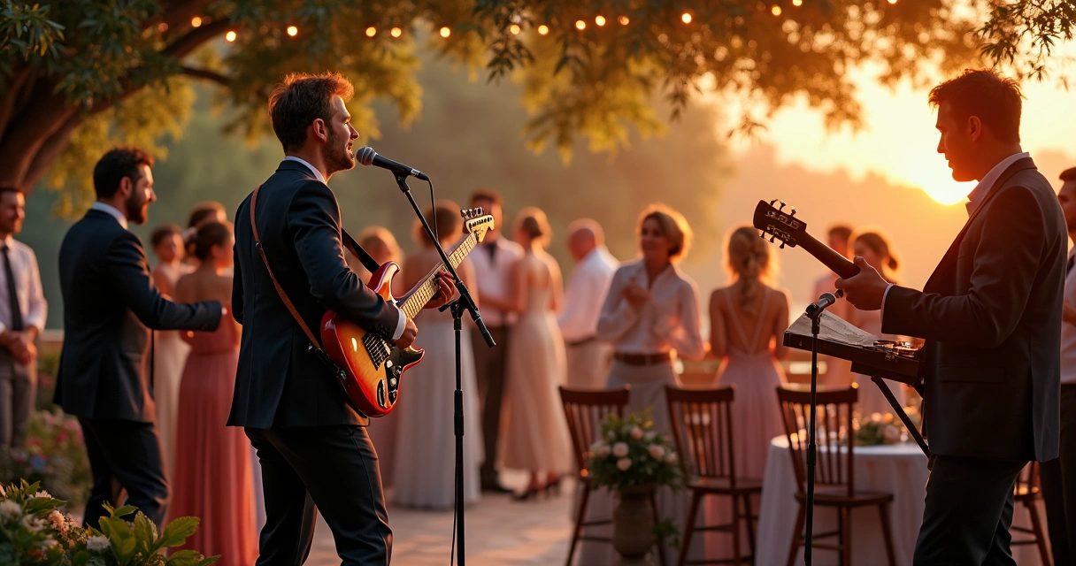 Banda tocando em casamento ao ar livre 