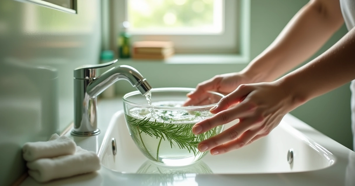 Preparando banho de alecrim para concentração mental 